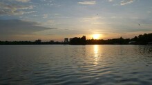 Bucharest Skyline Herastrau Lake Sunset