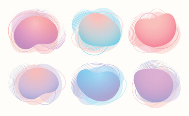 Wall Mural - Set of abstract modern geometric shapes banners. Fluid pastel colors gradient dynamic elements.