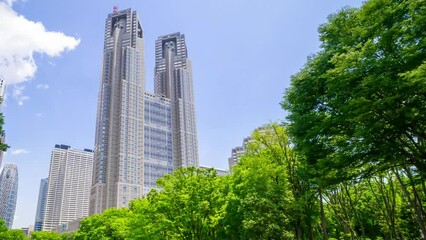 Wall Mural - 東京ハイパーラプス 初夏　高層ビル群