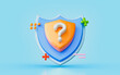 security shield question mark 3d illustration internet safety protection confusion online payment 