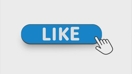 Poster - Like. Hand click icon. Finger click icon. Motion graphics