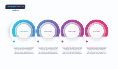 Wall Mural - Vector gradient minimalistic infographic template composed of 4 circles