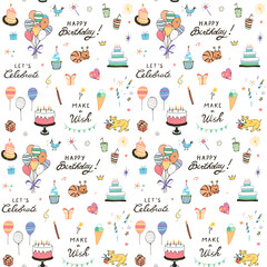 Wall Mural - Happy Birthday vector seamless pattern