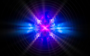 Leinwandbilder - digital illustration abstract image generated fractal background image portal pattern of various geometric shapes and lines of various colors for computer graphics or web design
