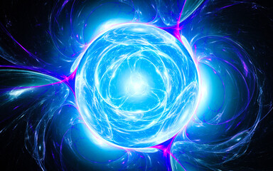 Leinwandbilder - digital illustration abstract image generated fractal background image portal pattern of various geometric shapes and lines of various colors for computer graphics or web design