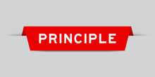 Red Color Inserted Label With Word Principle On Gray Background