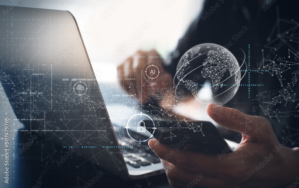 Digital technology, global internet network, Ai Artificial intelligence ...