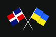 Flags of the countries of Ukraine and Dominican Republic (North America, Caribbean) in national colors. Help and support from friendly countries. Flat minimal design.