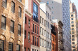 Row of Colorful Brick Residential Buildings in Chelsea of New York City