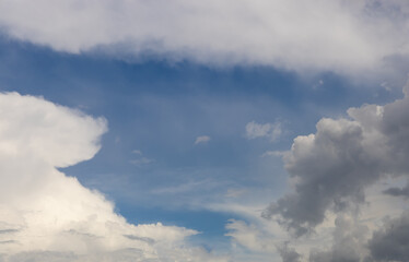 Wall Mural - Layered clouds along the edge of the frame and light cloudiness in the middle of the frame. Sky with clouds