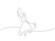 © 1494 - Flamenco dancer in line art drawing style. Composition of traditional spanish musicians. Black linear sketch isolated on white background. Vector illustration design.
