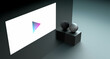 Smart TV concept in the house room. TV interior design. TV screen smart internet use. 3D render illustration.