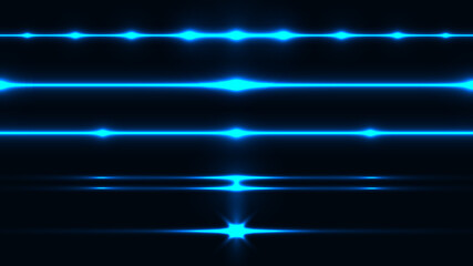 Wall Mural - set of blue lighting effect laser lines isolated on black background