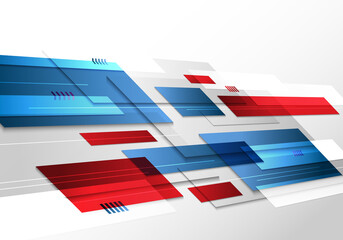 Wall Mural - Abstract technology futuristic geometric blue and red color shiny motion background