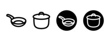 Kitchenware Icons Including A Frying Pan And Pot
