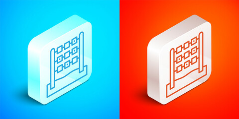 Wall Mural - Isometric line Tic tac toe game icon isolated on blue and red background. Silver square button. Vector