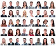 © ASDF - collage of portraits of successful employees isolated on white