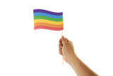 Fototapeta Tęcza - Hand with flag gay lgbt colors