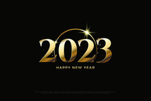 Happy New Year 2023 With Beautiful Golden Arch.