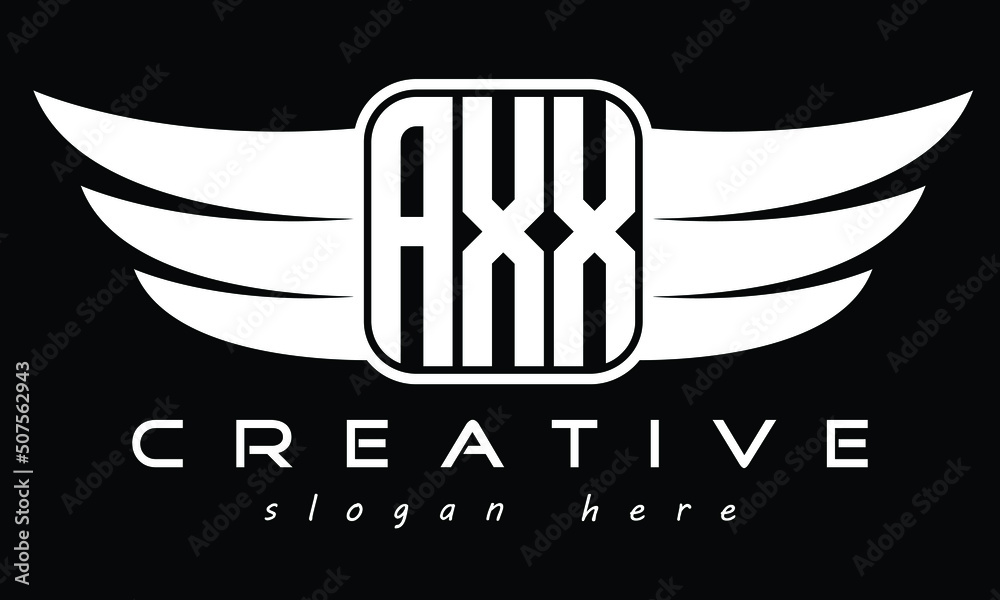 AXX three Letter Wings Flying Initial wing symbol minimalist creative ...