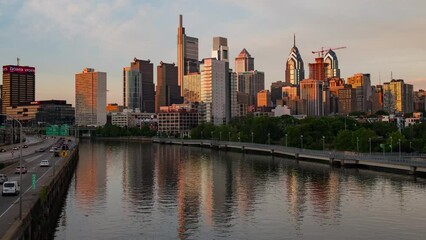 Wall Mural - Philadelphia rooftop timelapse