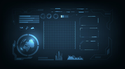 Aufkleber - Innovative infographics HUD concept.Technology futuristic design HUD interface hologram elements of digital data on dark blue color background.