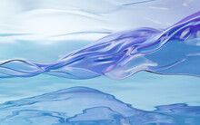 Flowing Transparent Cloth On Water Surface, 3d Rendering.