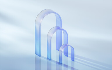 Sticker - Curve glass with light illuminated, 3d rendering.