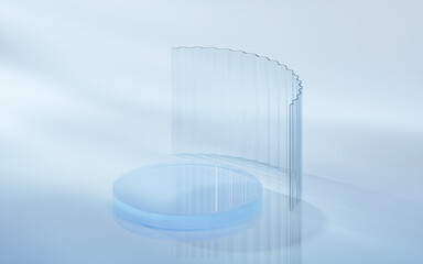 Poster - curve glass with light illuminated, 3d rendering.