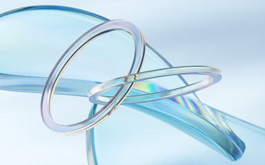 Sticker - Curve glass with light illuminated, 3d rendering.