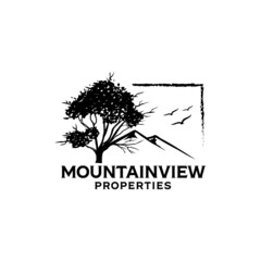 Poster - Logo for the resort in the mountains or a real estate agency architecture symbol design template