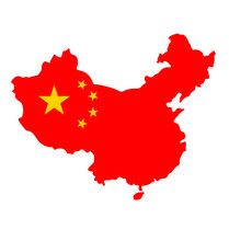 China Flag In Simplified Map Shape