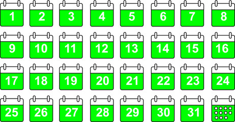 Poster - Calendar 1st to 31st vector icon illustration set