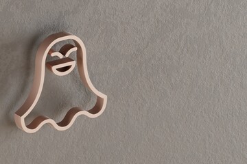 Leinwandbilder - Beautiful abstract illustrations Golden Halloween ghost symbol icons on a gray wall background. 3d rendering illustration. Background pattern for design.