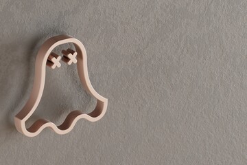 Leinwandbilder - Beautiful abstract illustrations Golden Halloween ghost symbol icons on a gray wall background. 3d rendering illustration. Background pattern for design.