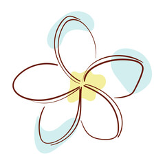 Wall Mural - Flower plumeria line art in minimalism style