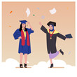 © muzaeqin - Happy two woman students celebrating graduation from school