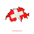 Flag of Switzerland in the form of a map. Shadow. Isolated on white background. Signs and symbols. Design element.