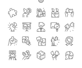 Poster - puzzle. thinking man, success, problem discussion, puzzle pieces and other. pixel perfect vector thi