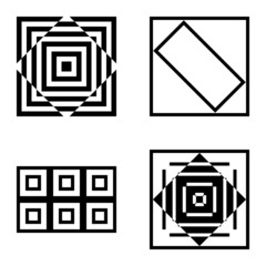 Poster - Square2 Flat Icon Set Isolated On White Background