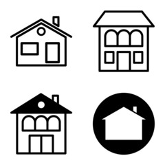 Houses Flat Icon Set Isolated On White Background