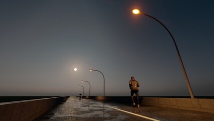 Wall Mural - jog in the night