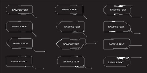 Fototapete - HUD UI callouts frame element design for text box, infographic, title, information template set.
Digital advertising quote simple shape vector.