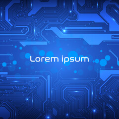 Fototapete - Circuit board hi tech digital data connection system with hexagon geometric element copy space for infographic text, label, poster, quote vector background.