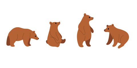 cartoon bear sketch line icon. сute animals set of icons. childish print for nursery, kids apparel, 
