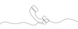 Continuous drawing of handset. One line icon of handset. One line drawing background. Vector illustration. Phone icon
