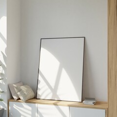 Empty Frame mockup in living room interior. 3D rendering, 3D illustration