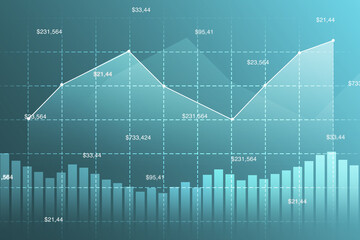 Poster - Modern Business and finance concept blue background. Abstract graph with bars wallpaper