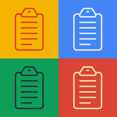 Poster - Pop art line To do list or planning icon isolated on color background. Vector