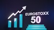 Leinwandbild Motiv Eurostoxx 500  Index mit Diagramm auf dunklem Hintergrund, 3D